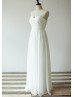 Ivory Folded Chiffon Long Beach Wedding Dress
